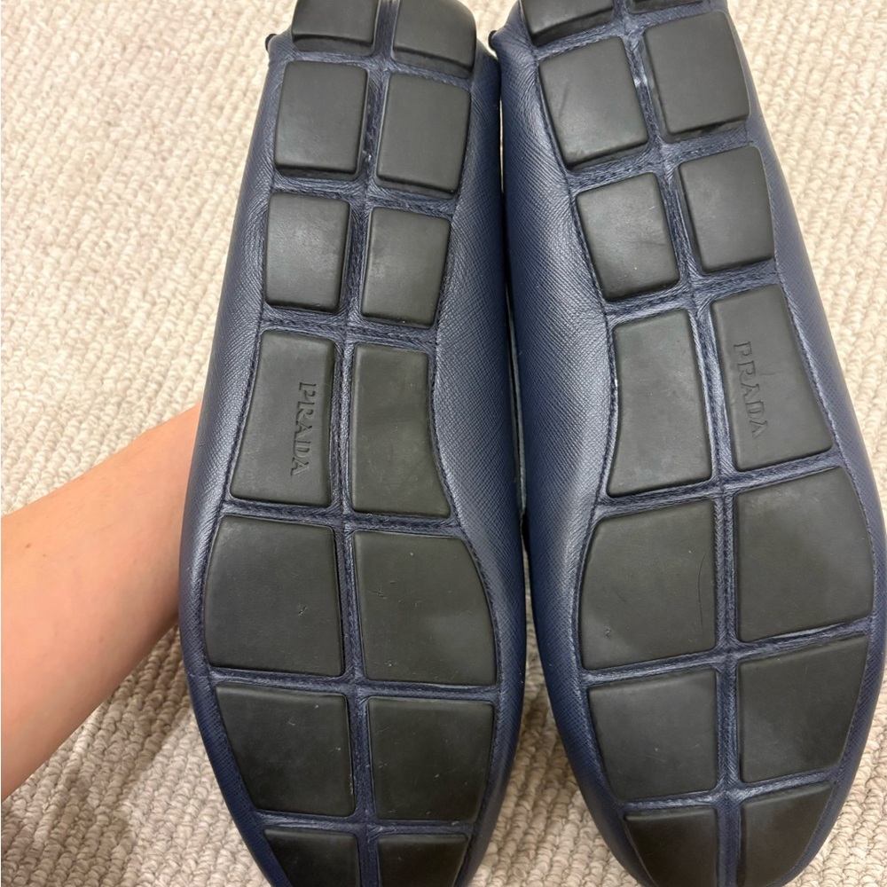 Prada Men's Blue Leather Penny Loafers - Picture 4 of 6